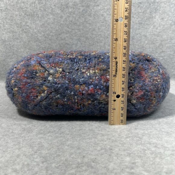 Handcrafted Purse Clutch Bag Blue Gray Knitted Wool Felt Artisan 13” x 9” Boho - Picture 9 of 14